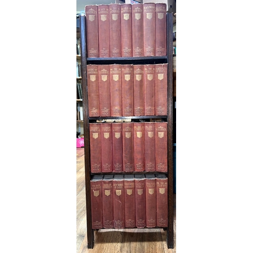 288 - A bespoke oak bookcase containing 28 volumes of The Waverley Novels, The Fine Art Scot Series, in re... 