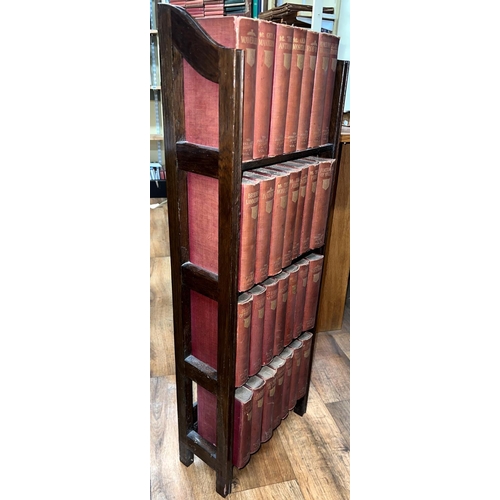 288 - A bespoke oak bookcase containing 28 volumes of The Waverley Novels, The Fine Art Scot Series, in re... 