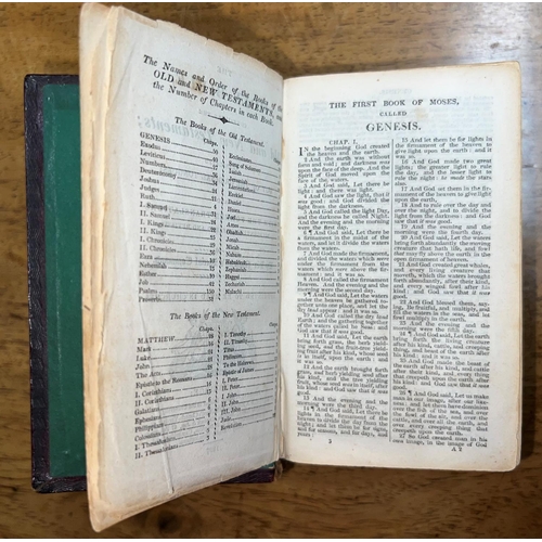 293 - A William IV bible, the dark maroon leather bindings blocked in repeating gothic style architectural... 