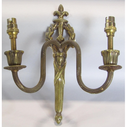 1533 - Four Regency style two branch wall lights in a gilt finish and eight shades.