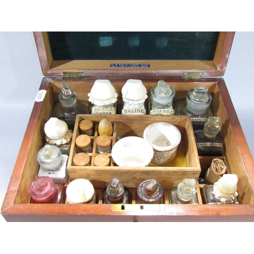 1557 - A mahogany Homeopathic Chemist Box, W B Smith & Son Gosport, containing bottles of natural medicines... 