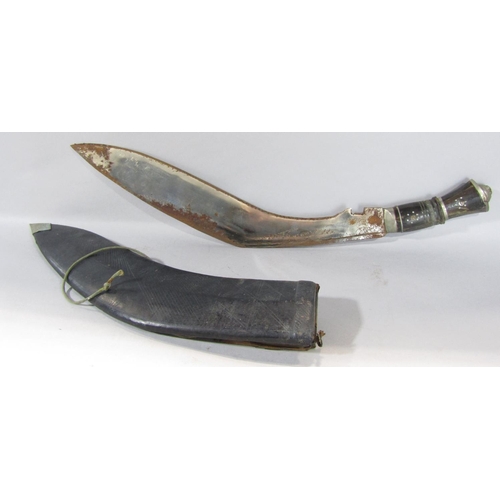 1560 - A large Gurkha type knife stamped India to the blade, and a Hobbit replica sword.