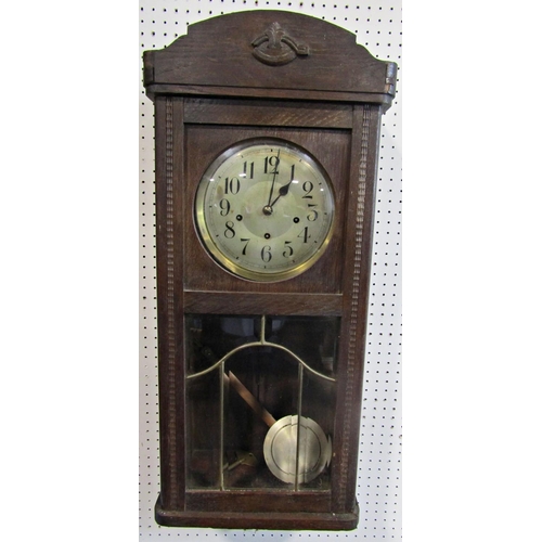 1408 - Oak cased three train wall clock