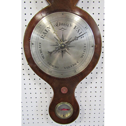 1409 - A Georgian mahogany wheel barometer with silvered dials, I. Sordelli of London, the case work with s... 