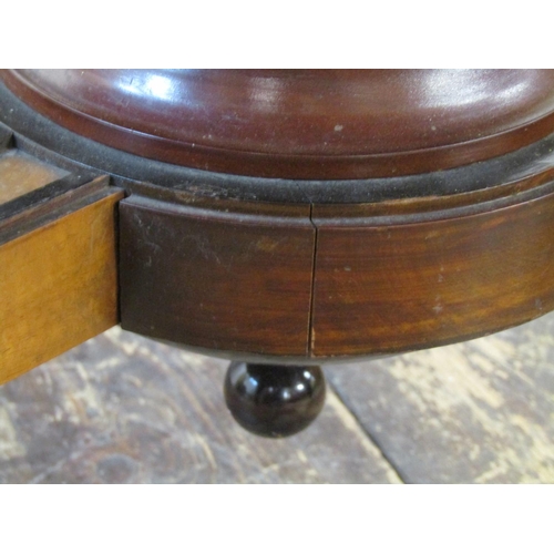 2664 - A circular Victorian walnut and figured walnut centre table, the top quarter veneered and set within... 