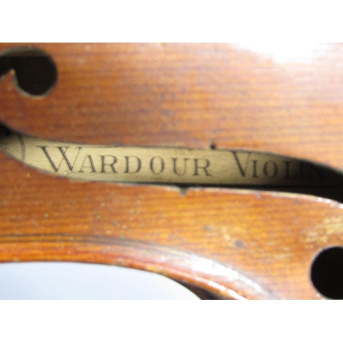 1571 - An old Wardour violin in need of restoration, and hardwood case