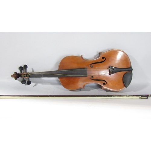 1571 - An old Wardour violin in need of restoration, and hardwood case