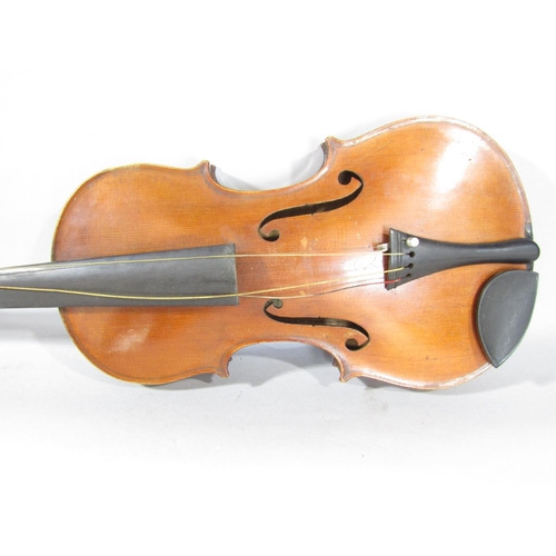 1571 - An old Wardour violin in need of restoration, and hardwood case