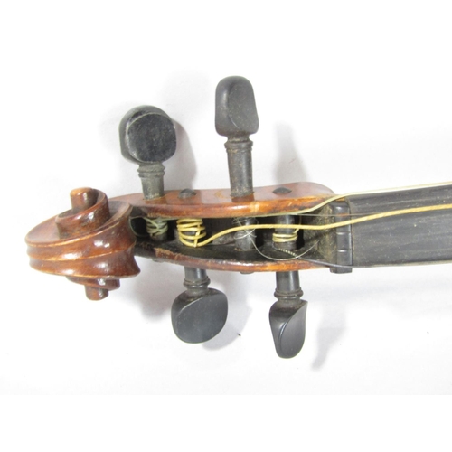 1571 - An old Wardour violin in need of restoration, and hardwood case