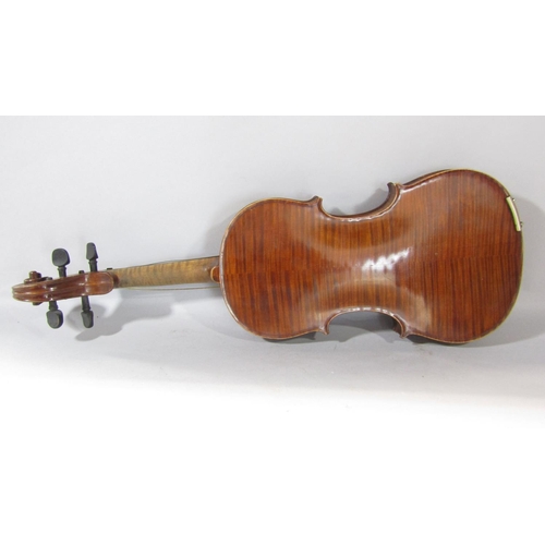 1571 - An old Wardour violin in need of restoration, and hardwood case