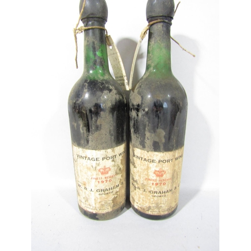 1593 - Six bottles of Graham & Co vintage port wine comprising three bottles of 1966 Finest Reserve and thr... 