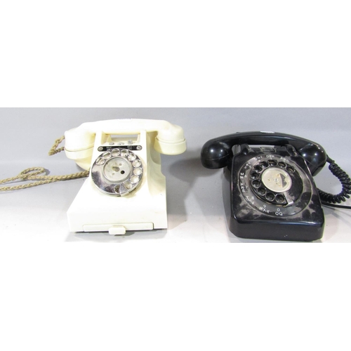 1599 - A vintage GPO 314L white Bakelite telephone with chrome fittings and bell selector, together with a ... 