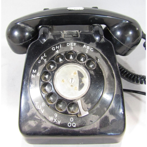 1599 - A vintage GPO 314L white Bakelite telephone with chrome fittings and bell selector, together with a ... 