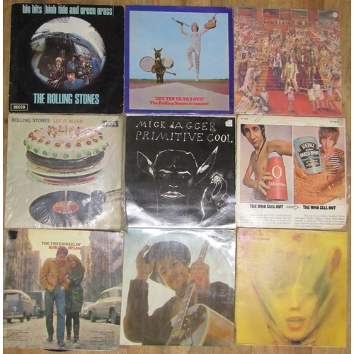 323 - A collection of albums by Bob Dylan (10) Rolling Stones (7) plus others (21 total)