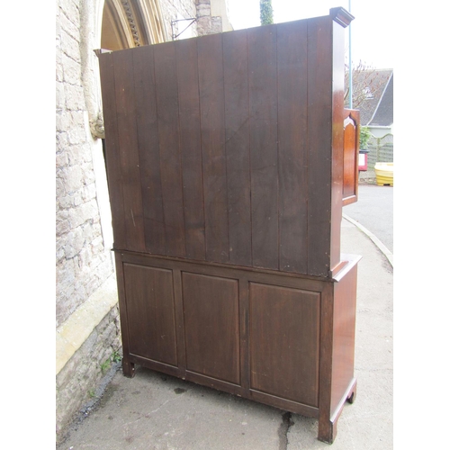 2690 - A good quality reproduction oak dresser in the Georgian manner, the base with two arched and panelle... 