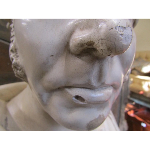 2669 - A large 19th century plaster bust of a male character with side burns and toga, 75cm high