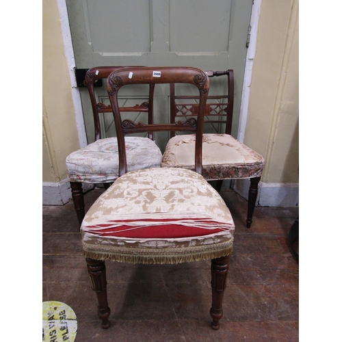 2688 - Three 19th century mahogany dining chairs with upholstered seats