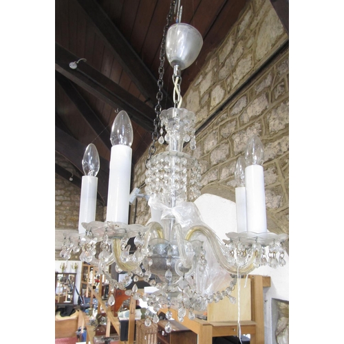 1607 - A five branch Regency style glass chandelier (af)