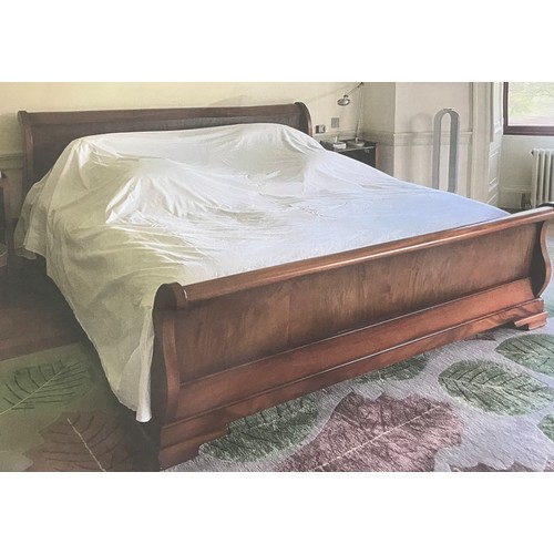 2683 - A substantial mahogany sleigh bed of usual form with 6ft 6 spring base and high quality mattress  (b... 