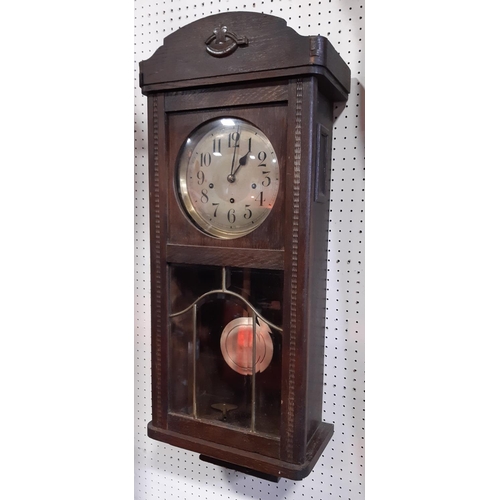 1408 - Oak cased three train wall clock