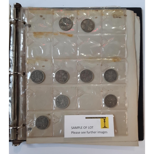 1431 - A folder containing English currency, silver, including pre 1947, together with late nickel-plated a... 