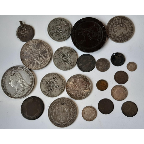 1446 - Victorian and other 19th century silver coinage, 105g and a 1797 cartwheel 2d