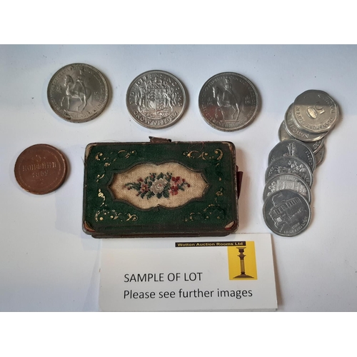 1447 - A tin strong box containing a collection of worldwide coinage, mainly bronze 19th and 20th century