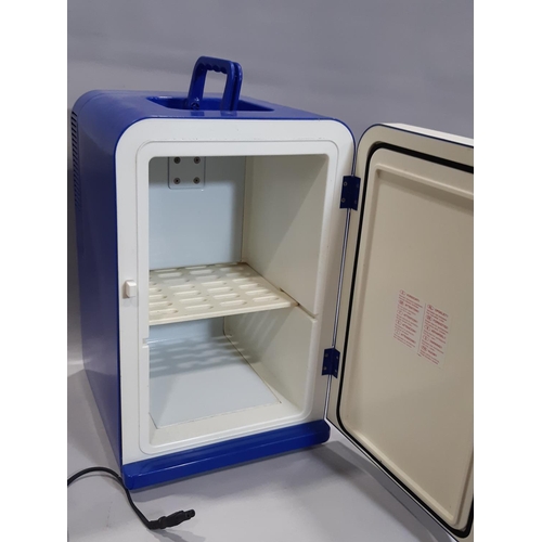 2124 - A small portable electric fridge with Pepsi Cola advertising 30 cm wide x 33 cm deep x 44 cm high