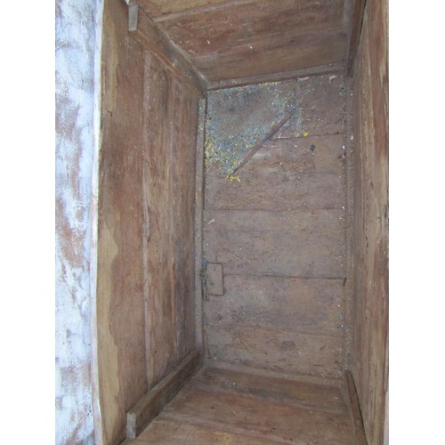 2680A - An early English scrubbed oak meal ark 112cm wide 58cm deep x 70cm high