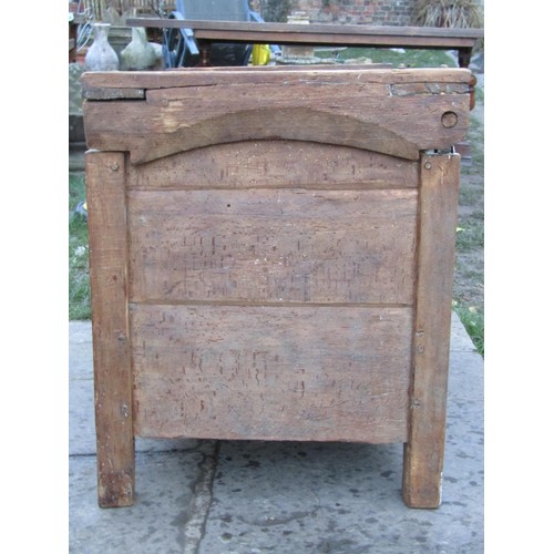 2680A - An early English scrubbed oak meal ark 112cm wide 58cm deep x 70cm high