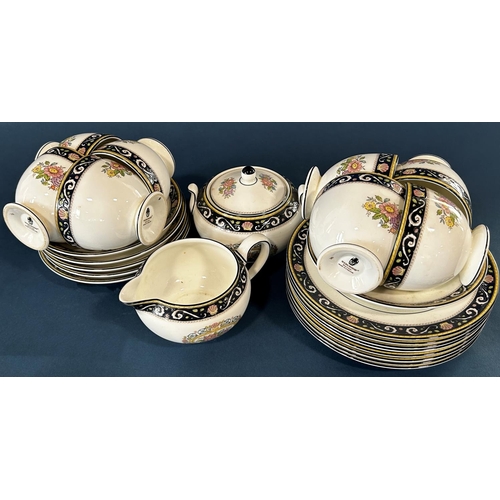 1031 - A collection of mixed china tea wares to include eight Wedgwood Runnymede pattern tea cups, six sauc... 