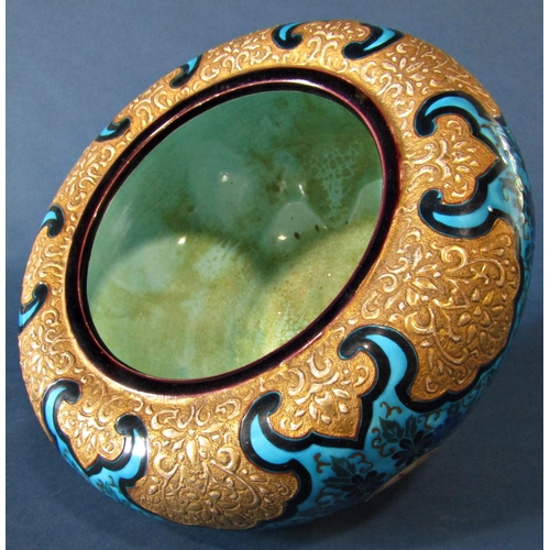 1061 - A Jules Viellard Bordeaux Orientalist jardinière pot with oriental blue and gilt decoration