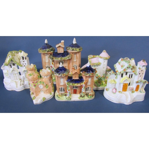 1069 - A collection of Staffordshire pastel burners in the form of cottages and houses