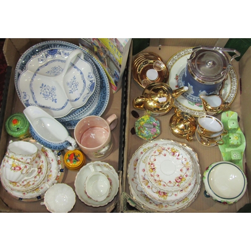 1101 - Two boxes of miscellaneous ceramics to include a Wedgwood Jasperware biscuit barrel, 'Hector' teawar... 