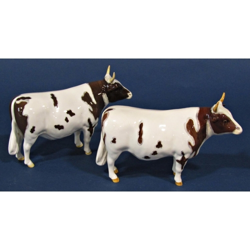 1111 - A pair of Beswick Ayrshire bulls, Champion Whitehill