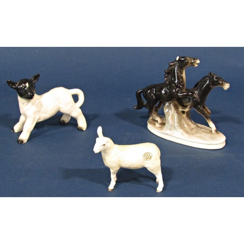 1113 - A collection of ceramic animals to include sheep, dogs and horses, etc, mainly unnamed, various manu... 