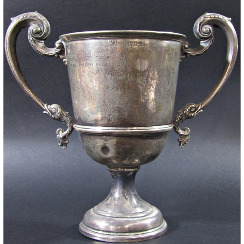 1234 - A silver double handled trophy, Charfield Flower Show 1929 Challenge Cup, 20.5cm tall, 9.9oz approx