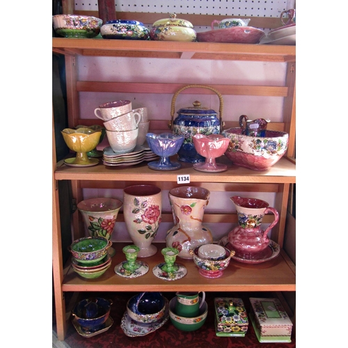 1134 - A collection of Mailing ware comprising sundae dishes, biscuit barrel, butter dishes and covers, can... 