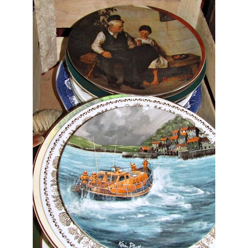 1135 - Four boxes of miscellaneous china to include Devon ware vase, figures, Imari vase, decorative plates... 