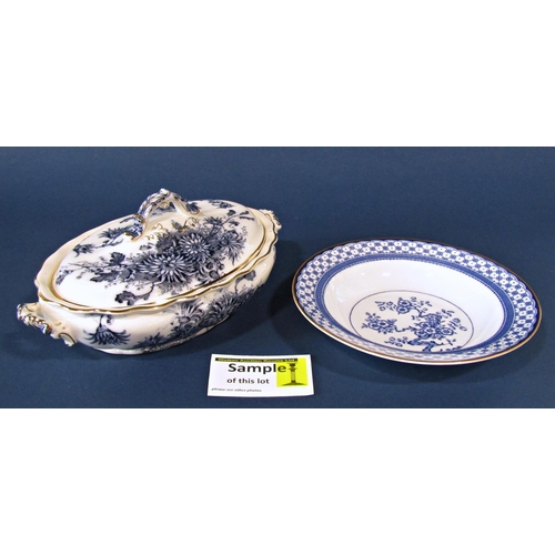 1139 - A collection of Victorian tea ware in a blue and white colourway with floral detail by Keeling & Co,... 