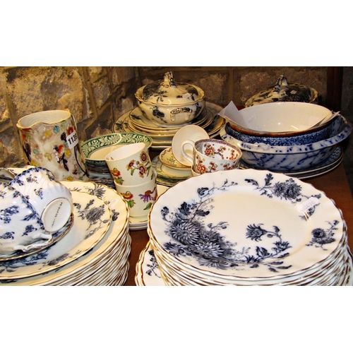 1139 - A collection of Victorian tea ware in a blue and white colourway with floral detail by Keeling & Co,... 