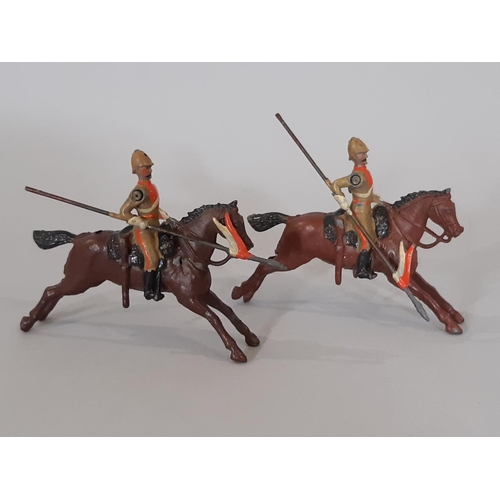 323 - W Britain hollow cast lead figures 'South Australian Lancers' in original green label box, comprisin... 