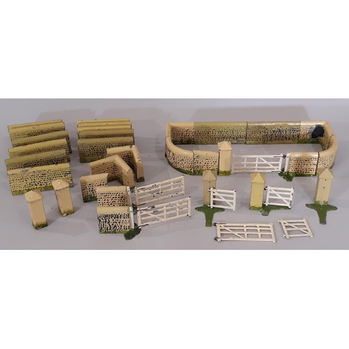 331 - 1930's pieces from 'An English Flint Wall', Model Home Farm Series by Britians, comprising straight,... 