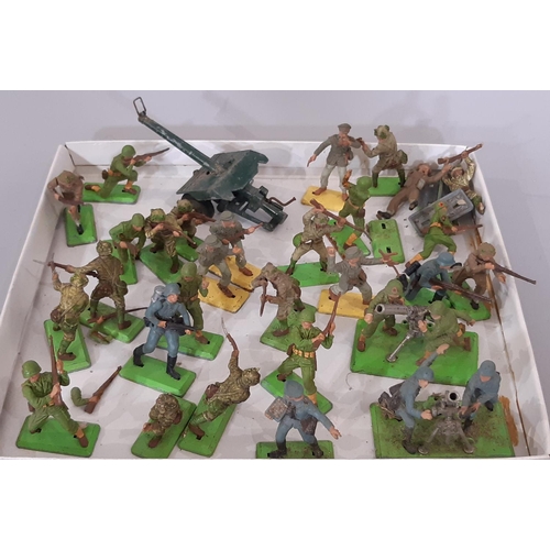 346 - Collection of Britains 'Deetail' soldier figures including 75mm Gun, Mortar, together with a Britain... 