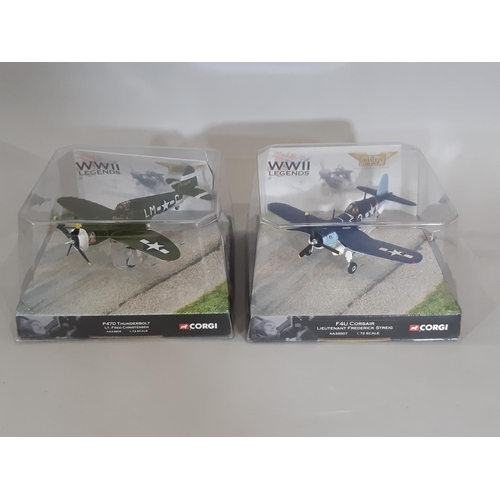 350 - 9 boxed model aircraft including 1:72 scale Corgi FU Corsair and P47D Thunderbolt (both Aviation Arc... 