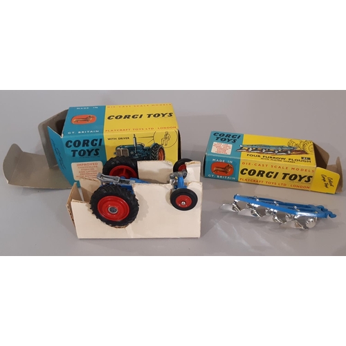 364 - A boxed Corgi Toys No.60 Fordson 'Power Major' tractor (with driver) (circa 1966) and a boxed Corgi ... 