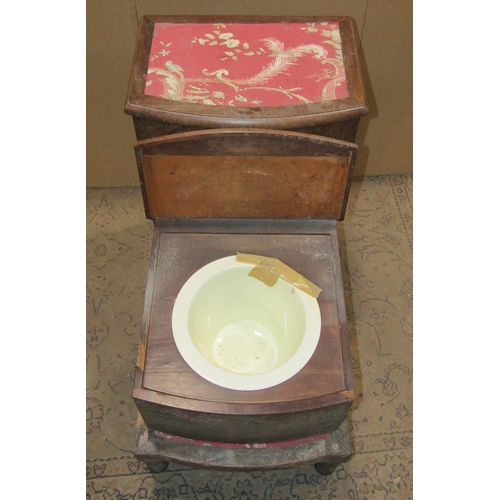 2255 - A 19th century mahogany three step commode, raised on turned supports (af) 78cm x 46cm wide x 67cm h... 