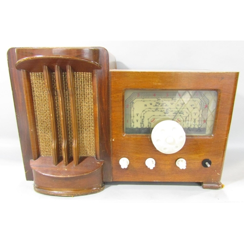 1438 - A vintage RAP wooden cased three band valve radio with white Bakelite dials, 53cm wide, a vintage Ho... 