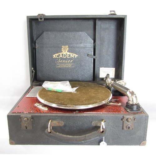 1496 - An Academy Senior portable wind up gramophone.