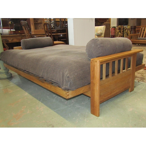 2326 - A Futon Co Vienna solid oak framed double sofa bed, with slatted framework, 207cm wide